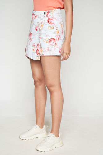 Beige Floral Asymmetric Skirt, Beige, image 4